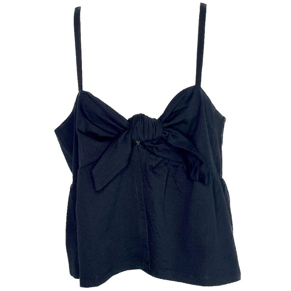 J. Crew Seersucker Black Tie Front Crop Top Sz XL Bin B